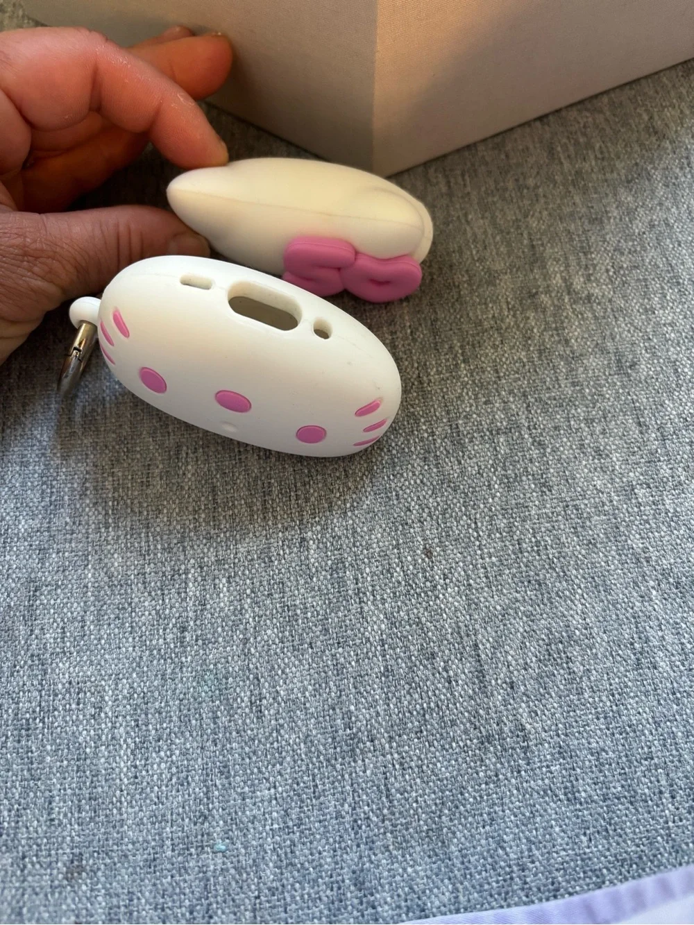Hello Kitty White and Pink Silicone AirPods Case with Keyring Charm